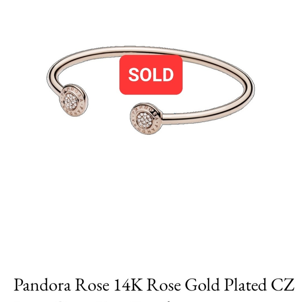 Pandora 14K Rose Gold Plated Open Pave Bangle